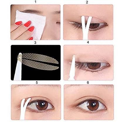 BlingKingdom 1200pcs Self-Adhesive Invisible Double Eyelid Tape - Lift Strips & Instant Eye Tapes for Hooded, Droopy, Uneven & Mono-Eyelids with Fork Rods & Tweezers