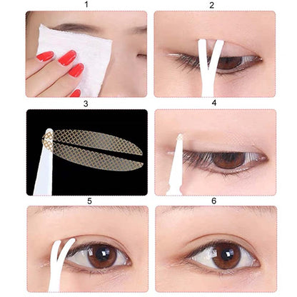 BlingKingdom 1200pcs Self-Adhesive Invisible Double Eyelid Tape - Lift Strips & Instant Eye Tapes for Hooded, Droopy, Uneven & Mono-Eyelids with Fork Rods & Tweezers