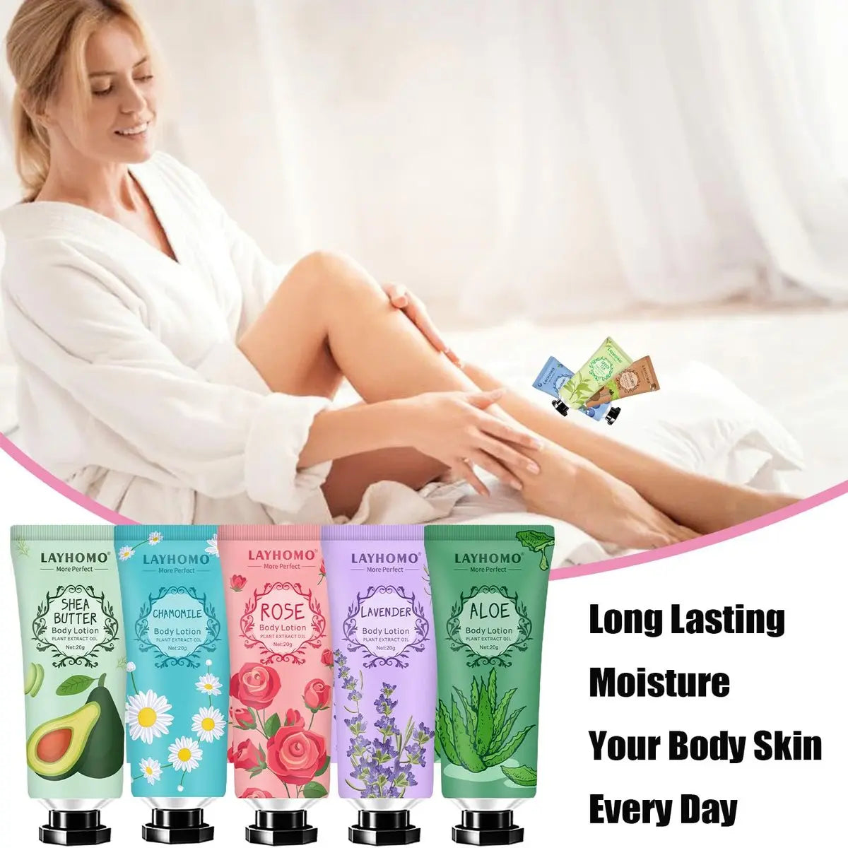 Layhomo 20 Pack Mini Body Lotion Gift Bulk for Dry Skin - Travel Size Body Cream with Shea Butter, Natural Fragrance, Moisturizing for Women and Men Avelisse