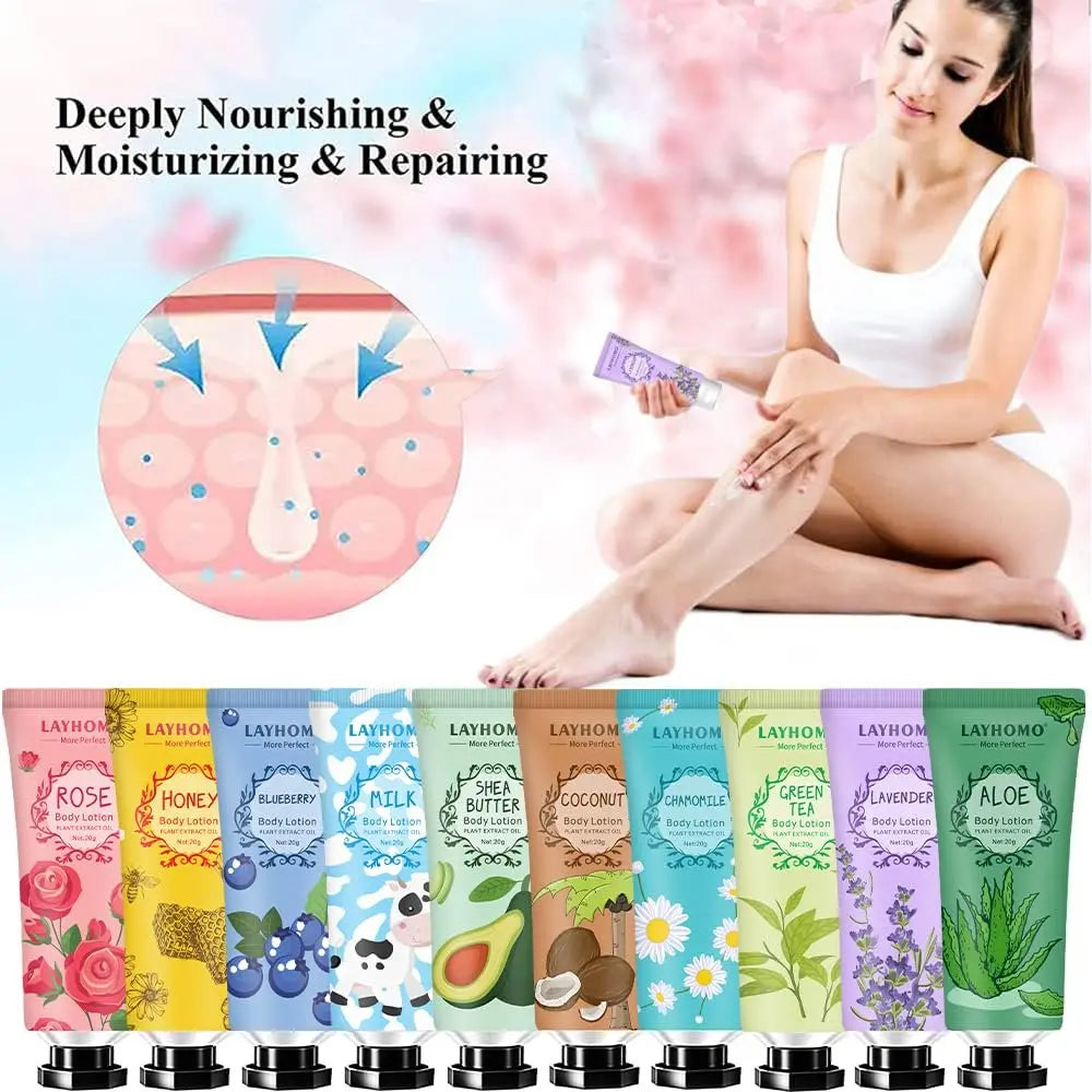 Layhomo 20 Pack Mini Body Lotion Gift Bulk for Dry Skin - Travel Size Body Cream with Shea Butter, Natural Fragrance, Moisturizing for Women and Men Avelisse