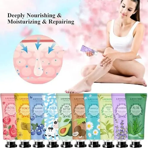 Layhomo 20 Pack Mini Body Lotion Gift Bulk for Dry Skin - Travel Size Body Cream with Shea Butter, Natural Fragrance, Moisturizing for Women and Men Avelisse