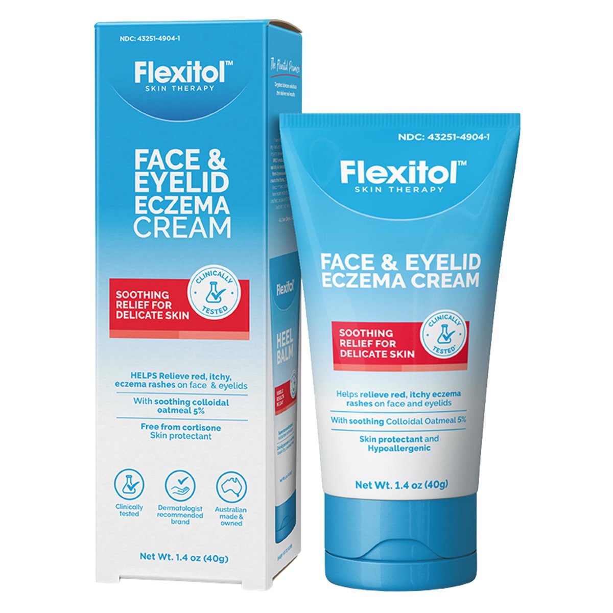 Flexitol Face and Eyelid Eczema Cream for Sensitive Skin, 5% Colloidal Oatmeal, Soothing Eye Treatment for Eczema and Dermatitis, Hydrating Non-Greasy Ointment for Dry, Itchy Skin, 1.4 oz - görsel 1