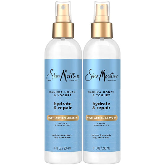 Shea Moisture Manuka Honey & Yogurt Leave-In Conditioner Multi-Action Spray 2-Pack, Hydrate & Repair for Dry, Damaged Hair, 8 oz Each Avelisse