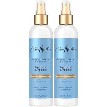 Shea Moisture Manuka Honey & Yogurt Leave-In Conditioner Multi-Action Spray 2-Pack, Hydrate & Repair for Dry, Damaged Hair, 8 oz Each Avelisse