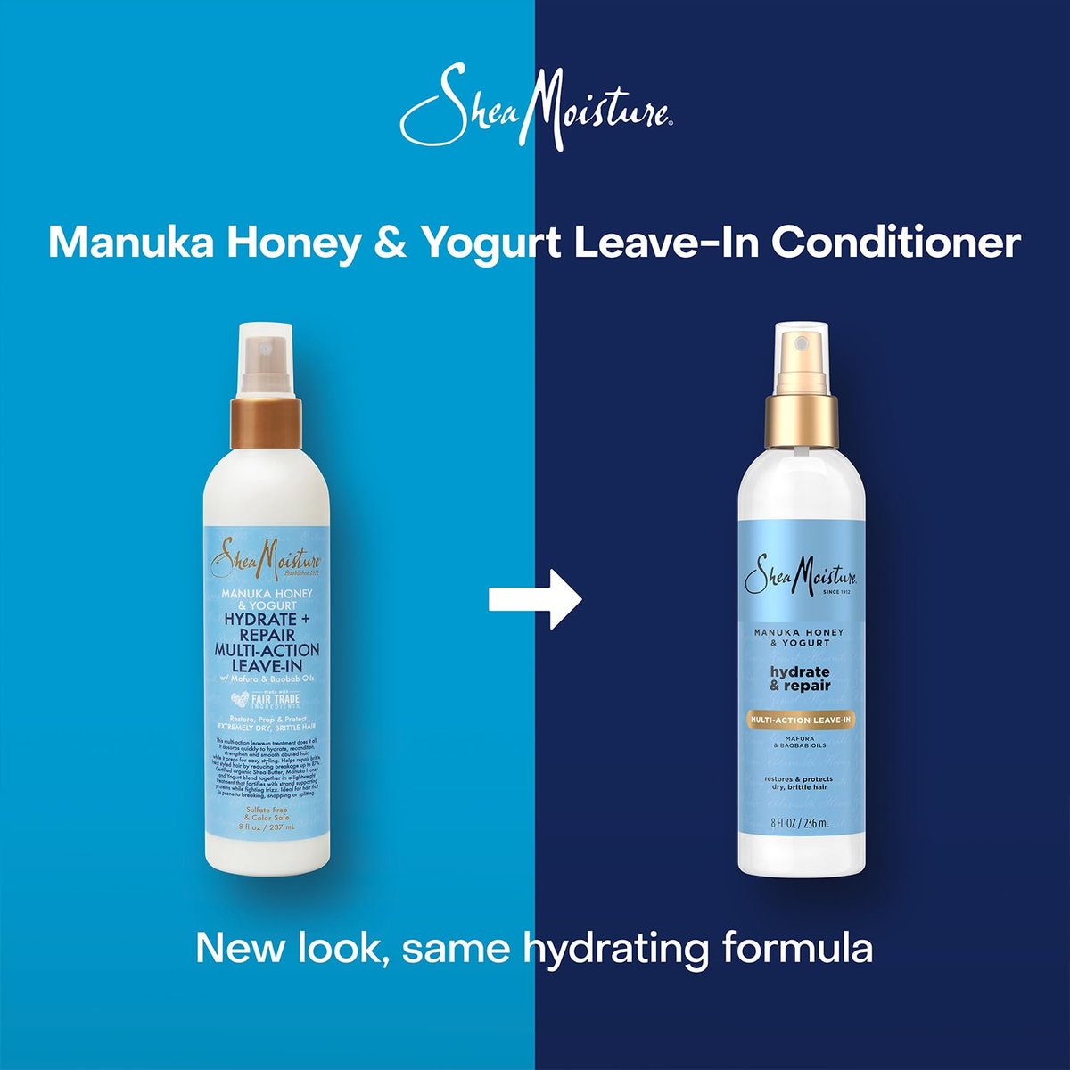 Shea Moisture Manuka Honey & Yogurt Leave-In Conditioner Multi-Action Spray 2-Pack, Hydrate & Repair for Dry, Damaged Hair, 8 oz Each Avelisse