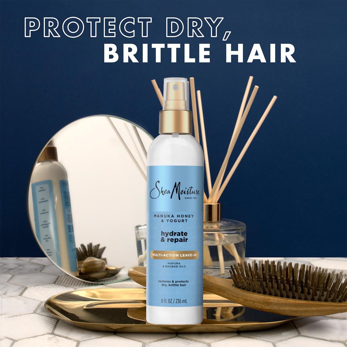 Shea Moisture Manuka Honey & Yogurt Leave-In Conditioner Multi-Action Spray 2-Pack, Hydrate & Repair for Dry, Damaged Hair, 8 oz Each Avelisse