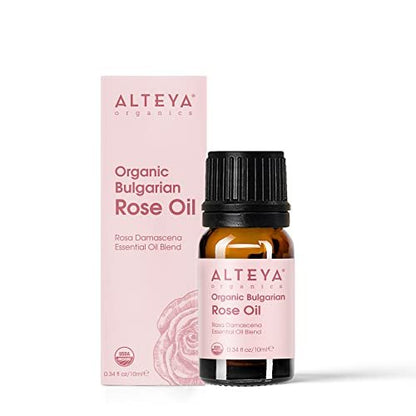 Alteya USDA Organic Bulgarian Rose Oil Rosa Damascena Otto - 100% Pure Multi-Use Essential Oil for Aromatherapy, Skincare & Massage (10 mL) Avelisse