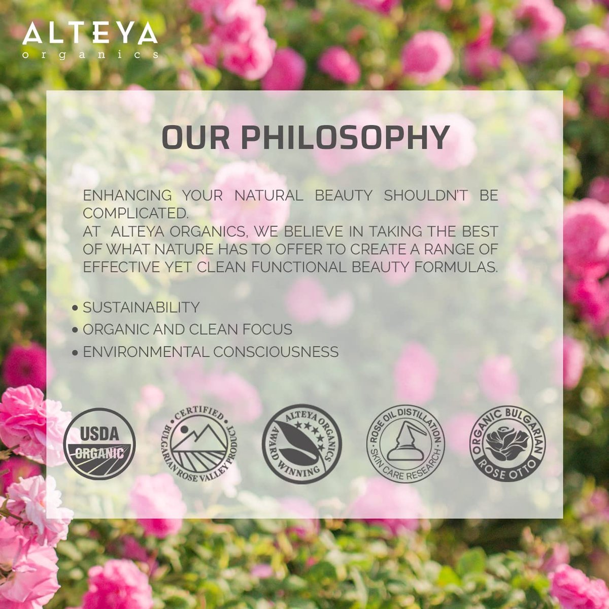 Alteya USDA Organic Bulgarian Rose Oil Rosa Damascena Otto - 100% Pure Multi-Use Essential Oil for Aromatherapy, Skincare & Massage (10 mL) Avelisse