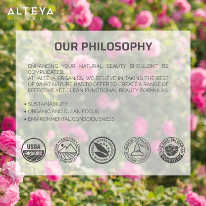 Alteya USDA Organic Bulgarian Rose Oil Rosa Damascena Otto - 100% Pure Multi-Use Essential Oil for Aromatherapy, Skincare & Massage (10 mL) Avelisse