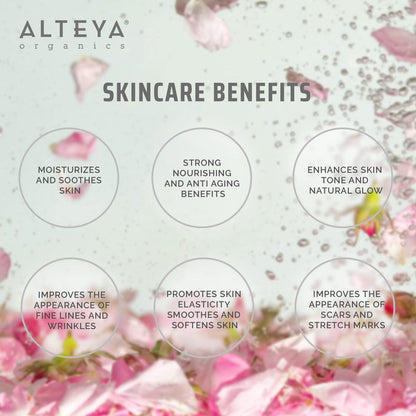 Alteya USDA Organic Bulgarian Rose Oil Rosa Damascena Otto - 100% Pure Multi-Use Essential Oil for Aromatherapy, Skincare & Massage (10 mL) Avelisse