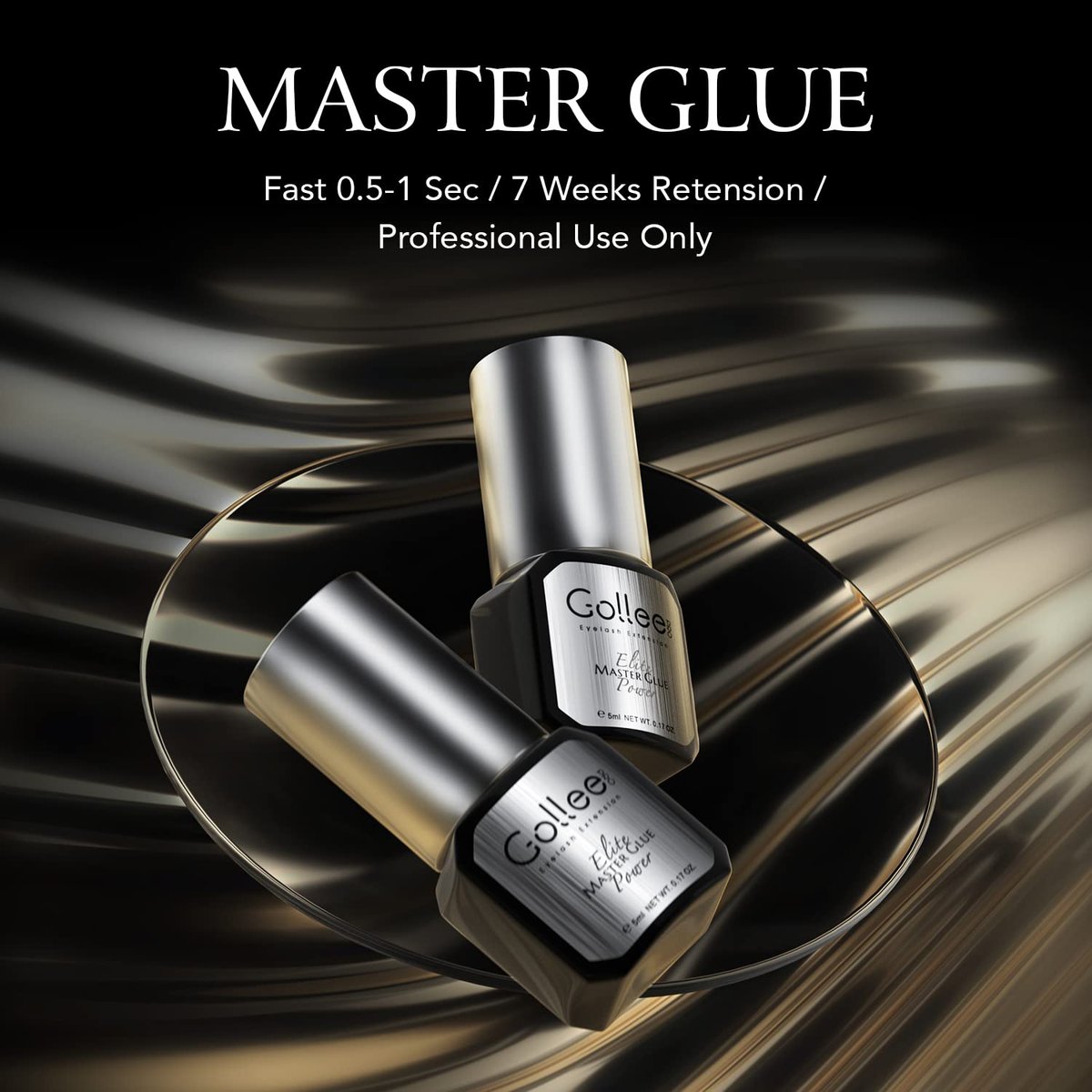 GOLLEEPRO Professional Eyelash Extension Glue 0.5 Sec Fast Drying, 5ml Black Adhesive – Waterproof Max Bonding for Semi-Permanent Extensions, 6-8 Week Retention Avelisse