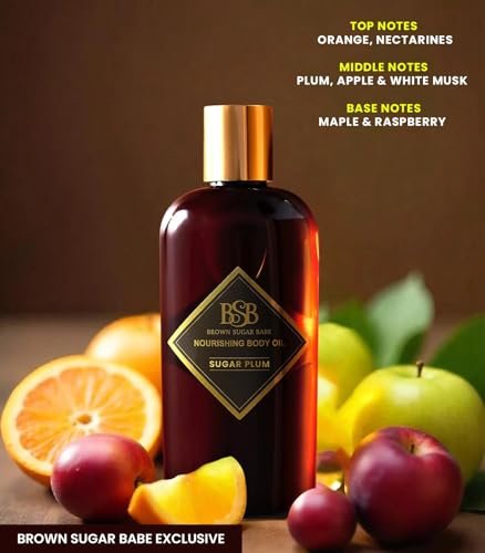 Brown Sugar Babe Sugar Plum Body Oil – Nourishing Scented Oil with Maple & Raspberry, Paraben-Free, Made in USA Avelisse