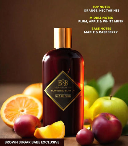 Brown Sugar Babe Sugar Plum Body Oil – Nourishing Scented Oil with Maple & Raspberry, Paraben-Free, Made in USA Avelisse