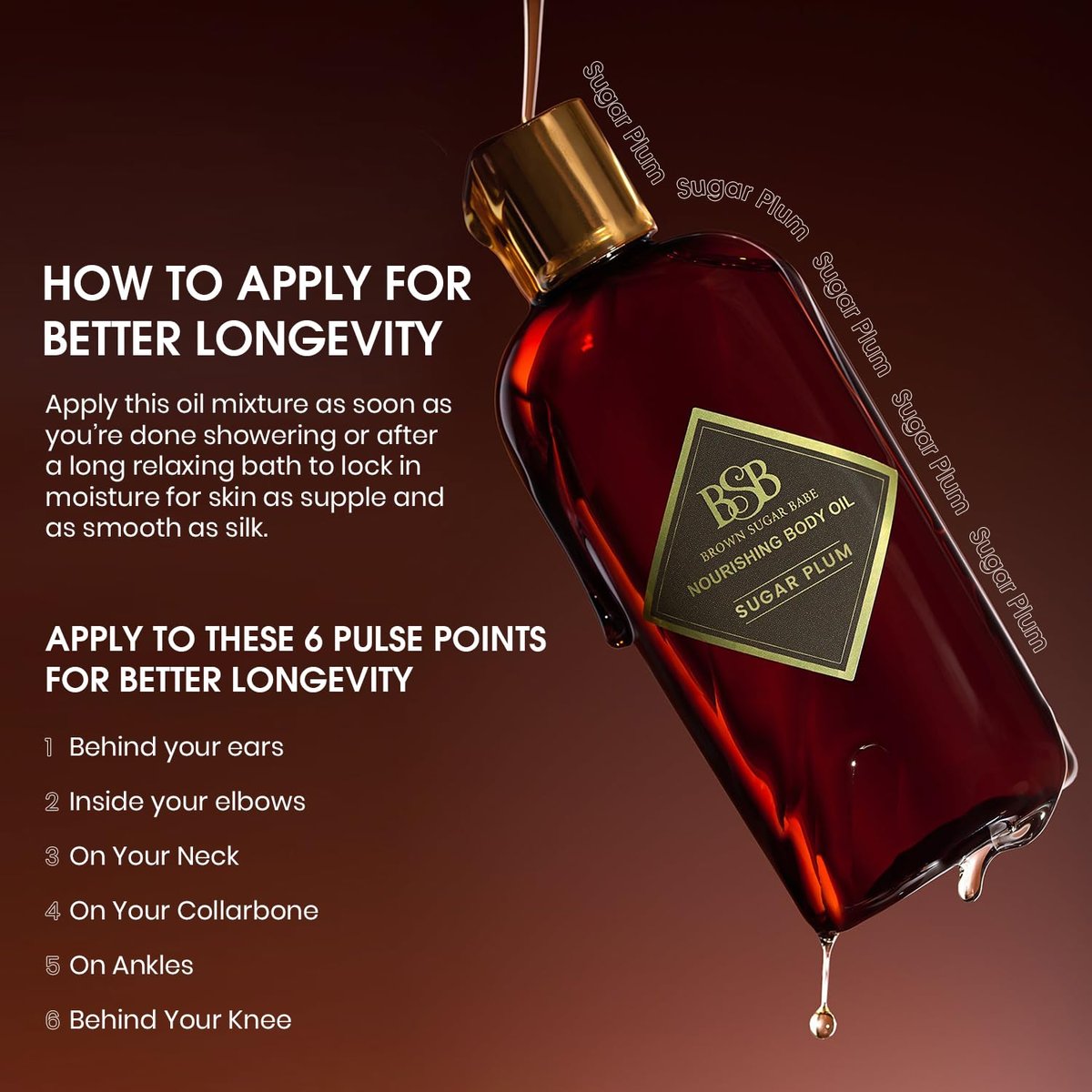 Brown Sugar Babe Sugar Plum Body Oil – Nourishing Scented Oil with Maple & Raspberry, Paraben-Free, Made in USA Avelisse