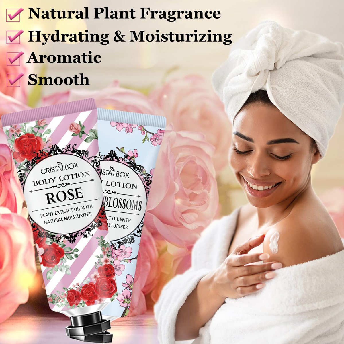 36 Pack Natural Plant Scented Body Lotion for Dry Skin - Shea Butter Body Moisturizer Travel Size Bulk for Women and Men - Rose, Lavender, Citrus, Eucalyptus - görsel 9