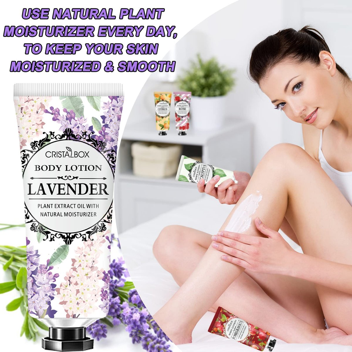 36 Pack Natural Plant Scented Body Lotion for Dry Skin - Shea Butter Body Moisturizer Travel Size Bulk for Women and Men - Rose, Lavender, Citrus, Eucalyptus - görsel 7