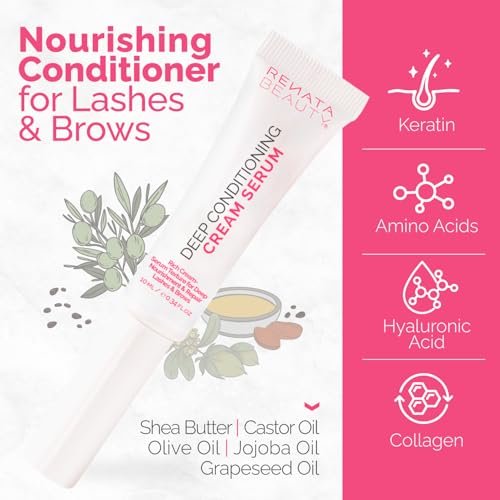 RB RENATA BEAUTY Lash & Brow Deep Conditioning Cream Serum – Nourish, Repair & Protect Eyebrows and Eyelashes, Post-Treatment Aftercare & Daily Use, Clear, 0.34 FL.OZ - görsel 4