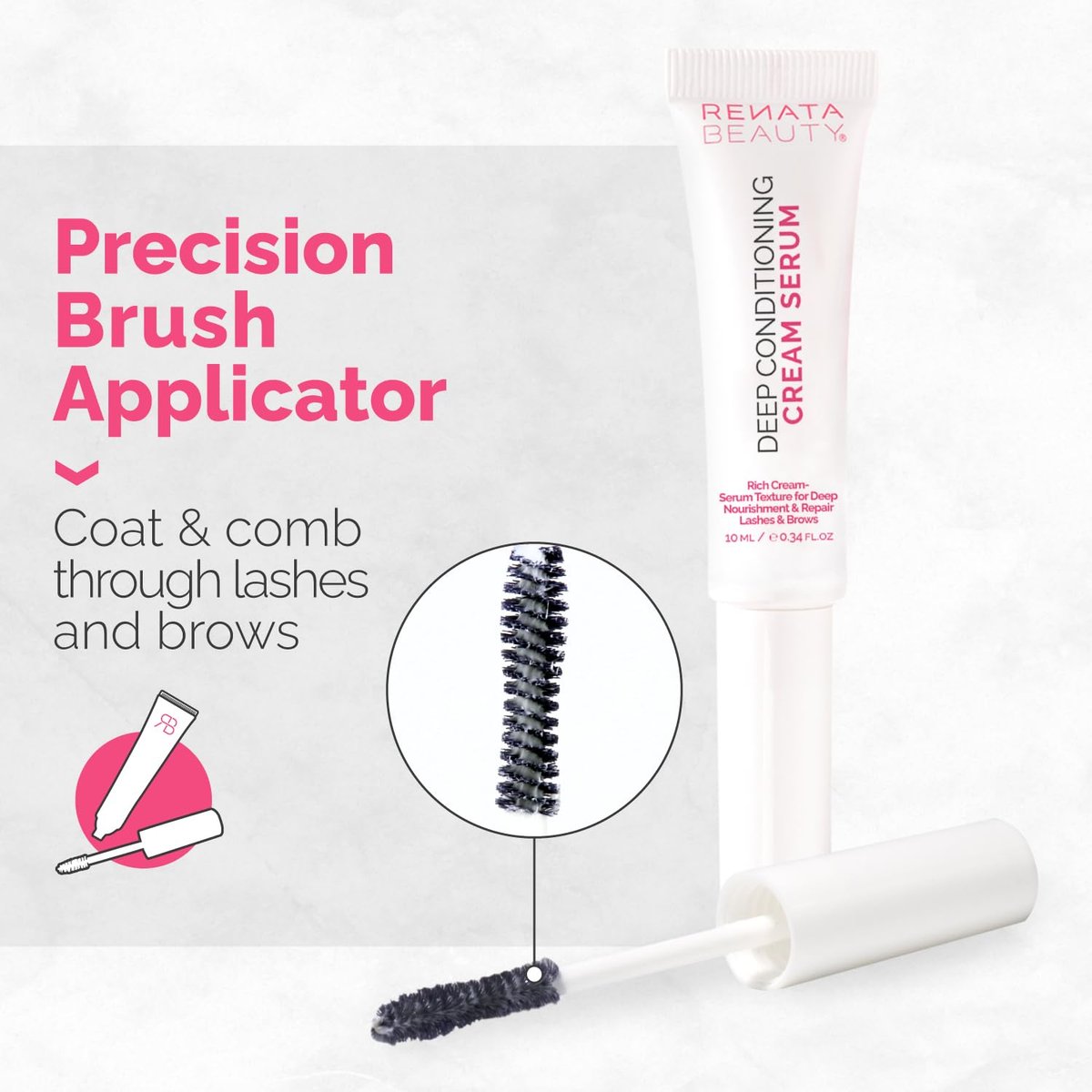 RB RENATA BEAUTY Lash & Brow Deep Conditioning Cream Serum – Nourish, Repair & Protect Eyebrows and Eyelashes, Post-Treatment Aftercare & Daily Use, Clear, 0.34 FL.OZ - görsel 7