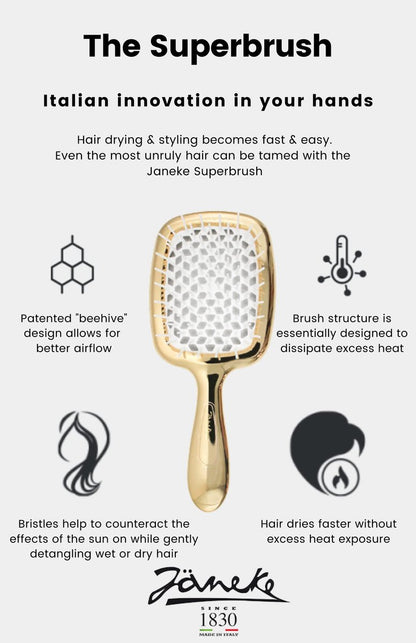 Jäneke Small Superbrush in Turquoise - Gentle Detangling Hair Brush for Fine, Curly, Thick, and Wavy Hair
