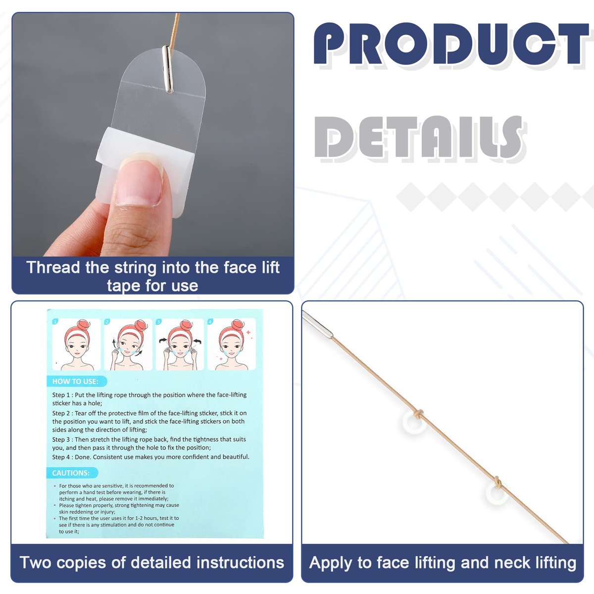 Maitys 136-Piece Face Lift Tapes with Lifting Ropes – Invisible Facelift Tape for Neck, Eye, and Face Lifting Avelisse