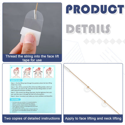 Maitys 136-Piece Face Lift Tapes with Lifting Ropes – Invisible Facelift Tape for Neck, Eye, and Face Lifting Avelisse