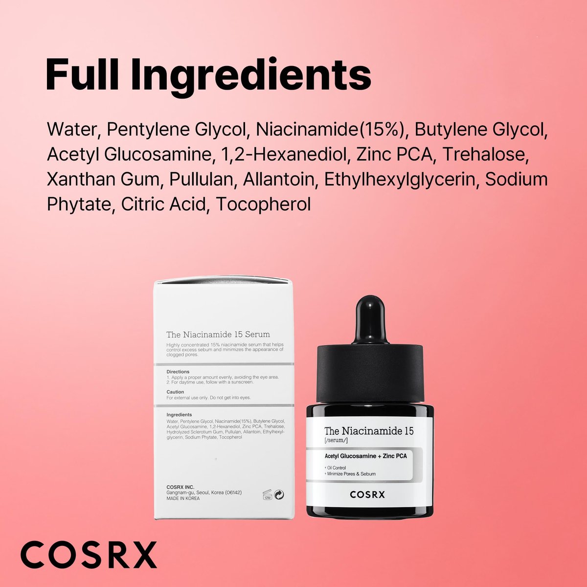 COSRX 15% Niacinamide Face Serum - Pore Minimizer & Even Skin Tone - 0.67 fl oz Korean Skincare Avelisse