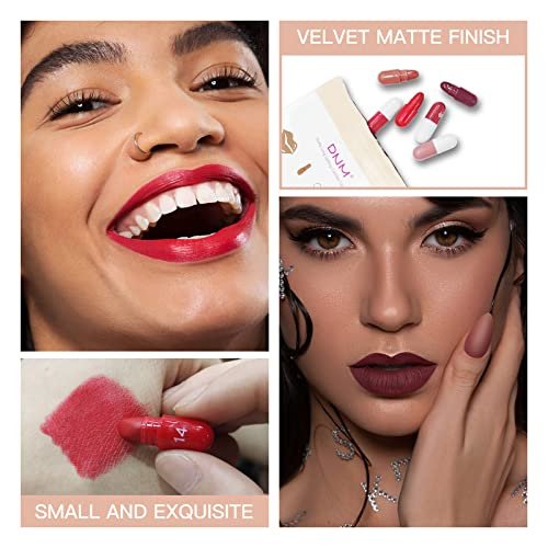 LSxia 18 Colors Capsule Pills Lipstick Mini Lip-Stick Set, Long Lasting Mini Matte Lipstick Lip Stain Lip Tint - Labiales Mate 24 Horas Originales, Cute Dark Red Matte Lipsticks Set for Women - görsel 10