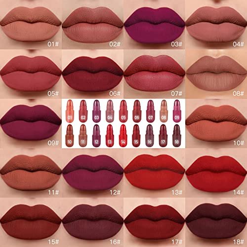 LSxia 18 Colors Capsule Pills Lipstick Mini Lip-Stick Set, Long Lasting Mini Matte Lipstick Lip Stain Lip Tint - Labiales Mate 24 Horas Originales, Cute Dark Red Matte Lipsticks Set for Women - görsel 6