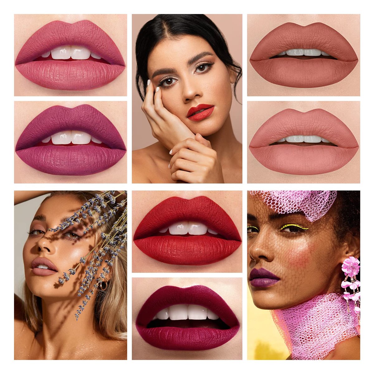 LSxia 18 Colors Capsule Pills Lipstick Mini Lip-Stick Set, Long Lasting Mini Matte Lipstick Lip Stain Lip Tint - Labiales Mate 24 Horas Originales, Cute Dark Red Matte Lipsticks Set for Women - görsel 13