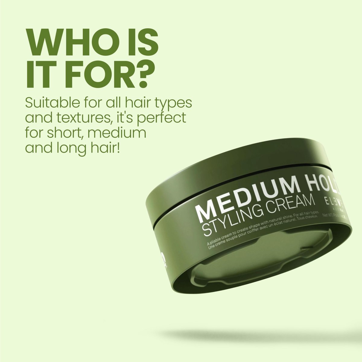 ELEVEN AUSTRALIA Medium Hold Hair Styling Cream - Slick Hold Pomade with Carnauba Wax, Matte Texture Paste for Short, Medium, or Long Hair, Natural Shine - 3 oz Avelisse