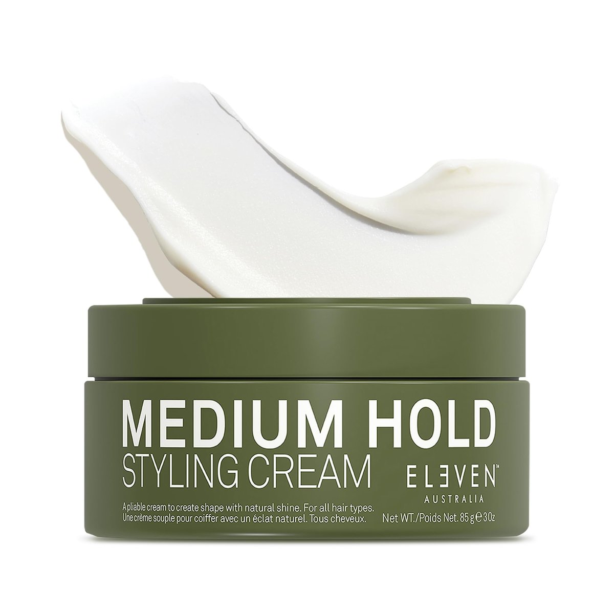 ELEVEN AUSTRALIA Medium Hold Hair Styling Cream - Slick Hold Pomade with Carnauba Wax, Matte Texture Paste for Short, Medium, or Long Hair, Natural Shine - 3 oz Avelisse