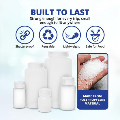 United Scientific 3 oz Travel Bottles for Toiletries - Leak Proof TSA Approved Containers, Pack of 6 - Clear HDPE Screw Top Bottles
