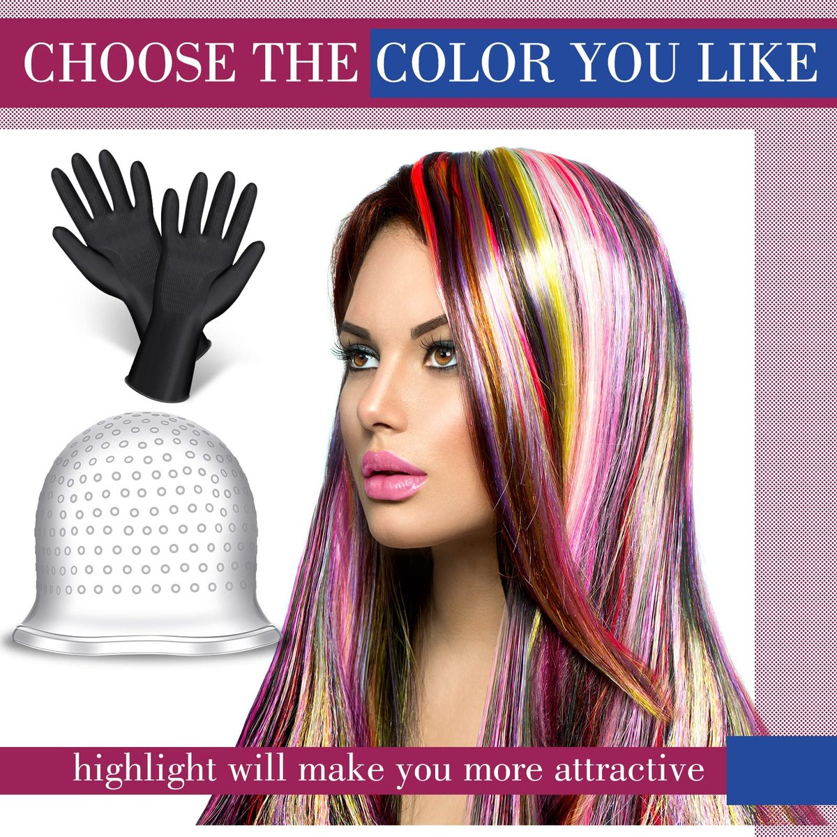 Canlierr Silicone Highlight Cap with Hook and Gloves – Reusable Hair Highlighting Kit for Salon & Home Use - görsel 3