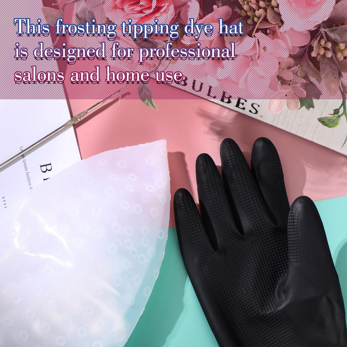 Canlierr Silicone Highlight Cap with Hook and Gloves – Reusable Hair Highlighting Kit for Salon & Home Use - görsel 11