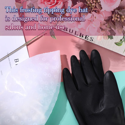 Canlierr Silicone Highlight Cap with Hook and Gloves – Reusable Hair Highlighting Kit for Salon & Home Use