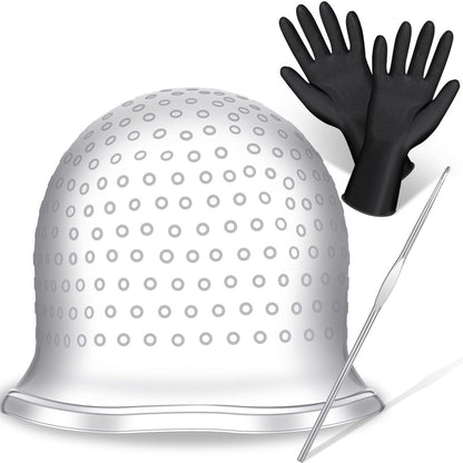 Canlierr Silicone Highlight Cap with Hook and Gloves – Reusable Hair Highlighting Kit for Salon & Home Use