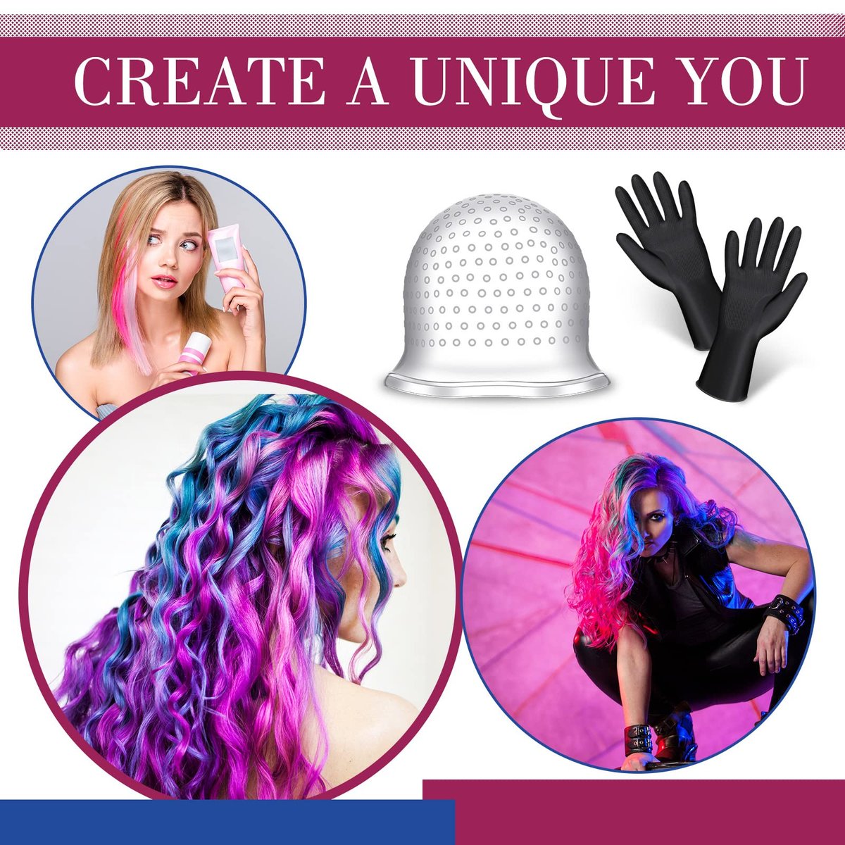 Canlierr Silicone Highlight Cap with Hook and Gloves – Reusable Hair Highlighting Kit for Salon & Home Use - görsel 9