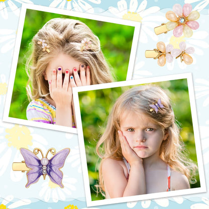 10-Piece Decorative Hair Clips Set – Rhinestone Bobby Pins with Butterfly & Flower Designs, Handmade Metal Barrettes, Crystal Hair Jewelry for Women (Fresh Style)
