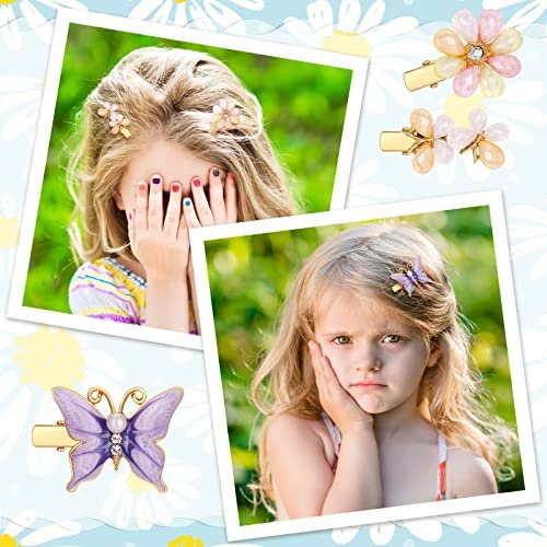 10-Piece Decorative Hair Clips Set – Rhinestone Bobby Pins with Butterfly & Flower Designs, Handmade Metal Barrettes, Crystal Hair Jewelry for Women (Fresh Style) - görsel 8