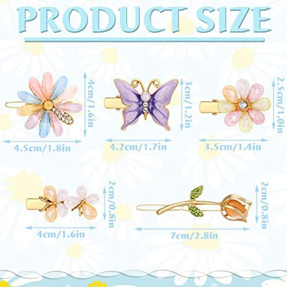 10-Piece Decorative Hair Clips Set – Rhinestone Bobby Pins with Butterfly & Flower Designs, Handmade Metal Barrettes, Crystal Hair Jewelry for Women (Fresh Style)
