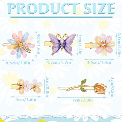 10-Piece Decorative Hair Clips Set – Rhinestone Bobby Pins with Butterfly & Flower Designs, Handmade Metal Barrettes, Crystal Hair Jewelry for Women (Fresh Style)