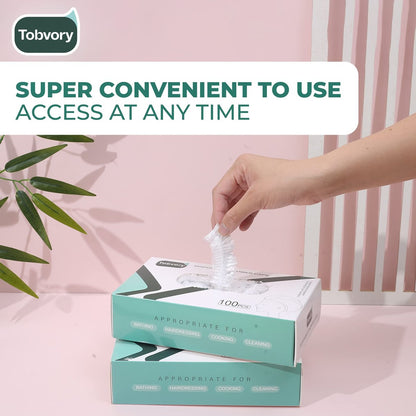 Tobvory 100-Pack Disposable Shower Caps – Extra Large Waterproof Plastic Shower Caps for Women & Men, Perfect for Bath, Hair Treatment, Conditioning at Home, Hotel & Travel