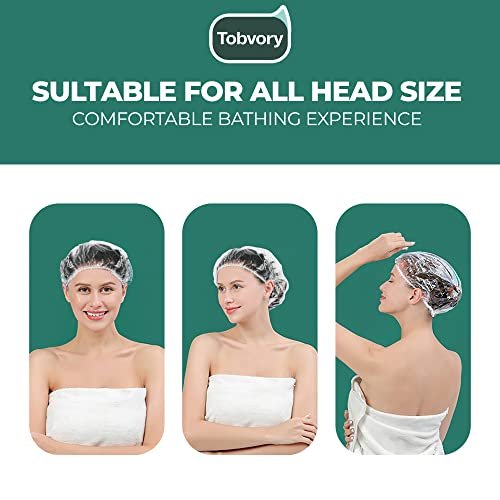 Tobvory 100-Pack Disposable Shower Caps – Extra Large Waterproof Plastic Shower Caps for Women & Men, Perfect for Bath, Hair Treatment, Conditioning at Home, Hotel & Travel - görsel 10