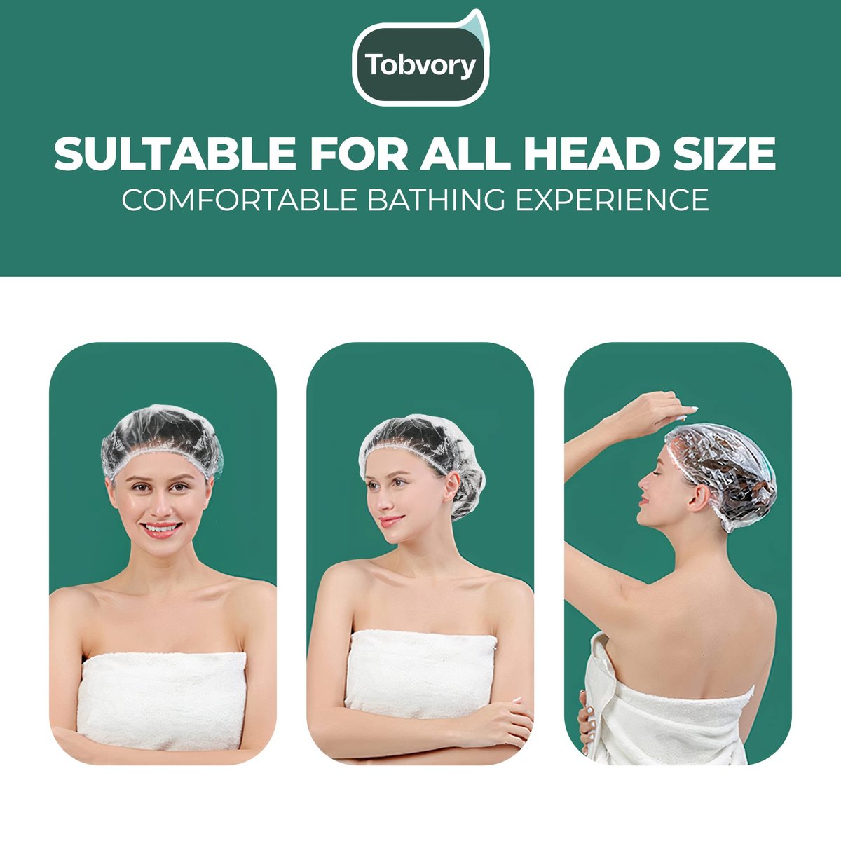 Tobvory 100-Pack Disposable Shower Caps – Extra Large Waterproof Plastic Shower Caps for Women & Men, Perfect for Bath, Hair Treatment, Conditioning at Home, Hotel & Travel - görsel 9