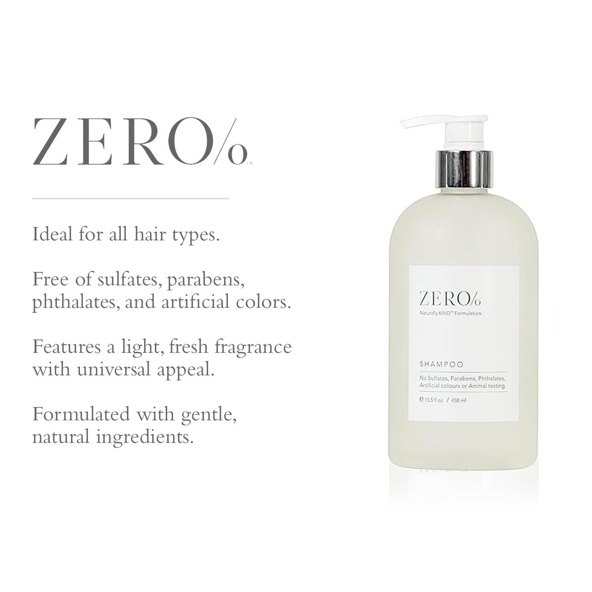 Gilchrist & Soames Zero% Unisex Shampoo – Natural, Sulfate Free, Paraben Free, Cruelty Free Formula for All Hair Types, Gentle Hair & Scalp Cleansing with Fresh Botanical Scent, 15.5 oz Avelisse