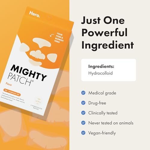 Mighty Patch Hero Cosmetics XL Hydrocolloid Face Mask for Acne – 5 Large Pimple Patches for Nose, Chin, Forehead & Cheeks - görsel 12