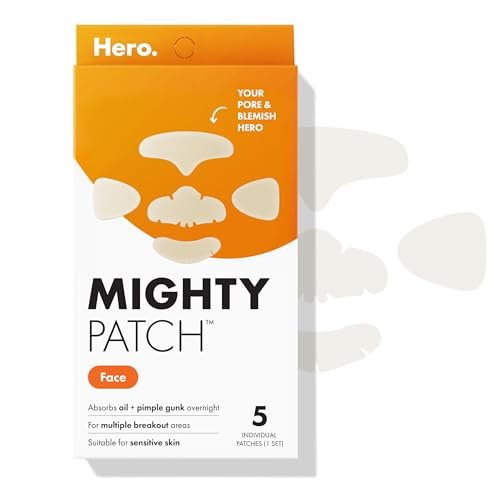 Mighty Patch Hero Cosmetics XL Hydrocolloid Face Mask for Acne – 5 Large Pimple Patches for Nose, Chin, Forehead & Cheeks - görsel 2