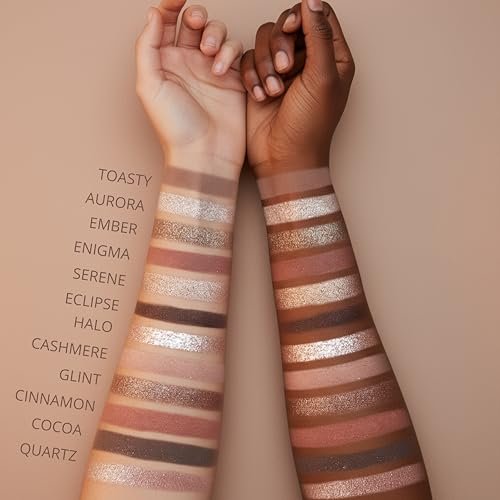 Lamora Nude Eyeshadow Palette - 12 Soft Pink Rose Shadows, Matte & Shimmer Finishes, Ultra-Blendable Everyday Neutrals, Long-Lasting Wear, Travel Makeup with Mirror Avelisse