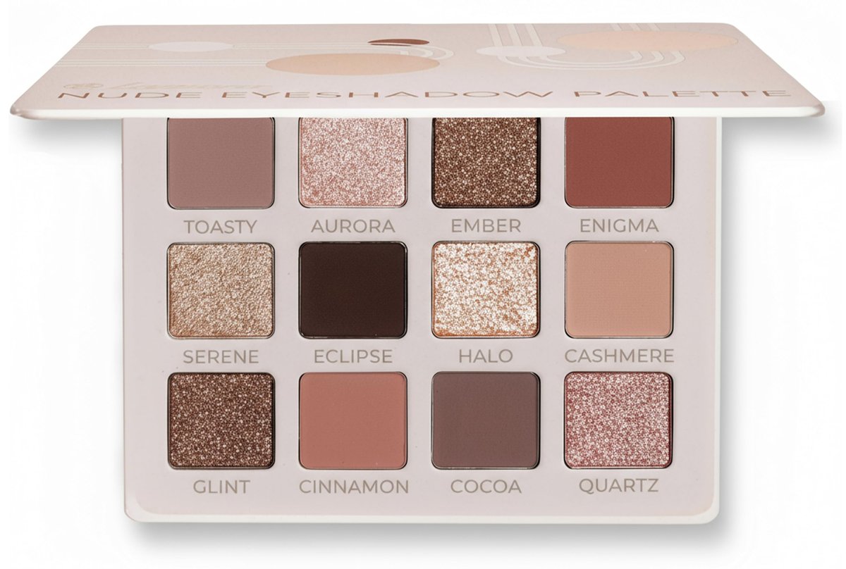 Lamora Nude Eyeshadow Palette - 12 Soft Pink Rose Shadows, Matte & Shimmer Finishes, Ultra-Blendable Everyday Neutrals, Long-Lasting Wear, Travel Makeup with Mirror Avelisse