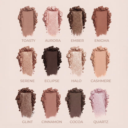 Lamora Nude Eyeshadow Palette - 12 Soft Pink Rose Shadows, Matte & Shimmer Finishes, Ultra-Blendable Everyday Neutrals, Long-Lasting Wear, Travel Makeup with Mirror Avelisse